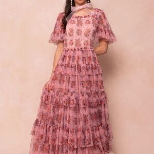 Ivy City Co Vienna Dress in Pink Floral Tiered Maxi Dress